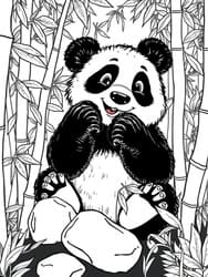 Playful Panda Eating Bamboo