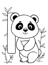 Panda Leaning on Letter P coloring preview