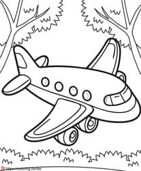Airplane Flying Above Trees