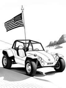 Dune Buggy with USA Flag coloring preview