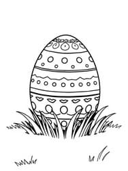 Easter Egg with Dots and Hearts coloring preview