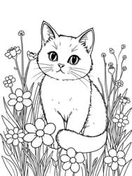 Cat in Flower Meadow