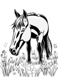 Grazing Horse in Meadow