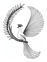 Peacock Adorned with Leaves coloring preview
