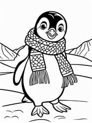 Penguin Chick Wrapped in Scarf coloring preview
