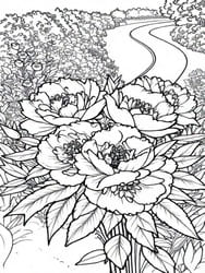 Bouquet of Peonies in Landscape