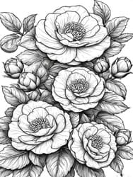 Lush Peony Flowers coloring preview