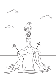 Peter Pan with Hat on Rock coloring preview