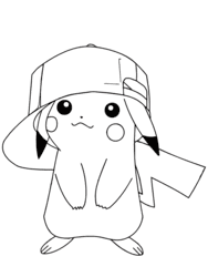 Pikachu Wearing Backward Cap coloring preview