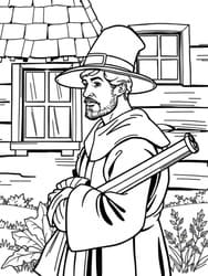 Pilgrim with Musket coloring preview