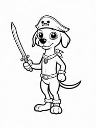 Pirate Puppy with Sword coloring preview