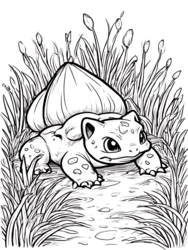 Bulbasaur Hiding in Marshy Reeds coloring preview