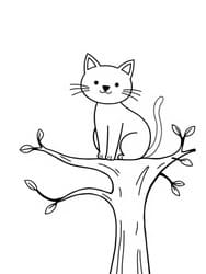 Cat Sitting on Branch coloring preview