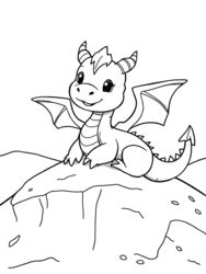 Baby Dragon on Stone coloring preview