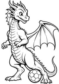 Dragon Playing Soccer coloring preview