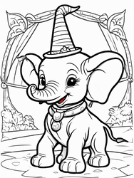 Dumbo Elephant in Striped Hat coloring preview