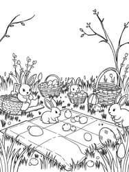Easter Bunnies with Eggs Picnic