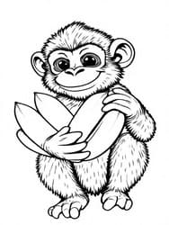 Monkey with Fruit coloring preview