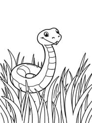 Snake Coiled in Meadow Grass coloring preview