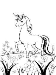 Standing Unicorn in Meadow