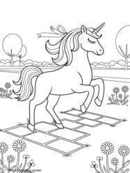 Unicorn Playing Hopscotch