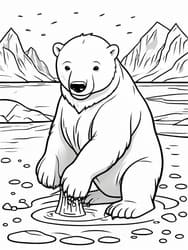 Polar Bear Pawing at Water Hole coloring preview