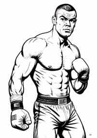 Boxer in Fighting Stance coloring preview