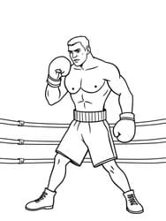 Boxer with Gloves in Ring coloring preview