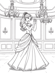 Graceful Princess Posing in Palace coloring preview