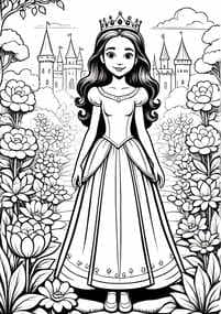 Princess in Magical Flower Garden coloring preview