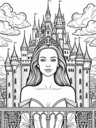 Princess on Castle Balcony coloring preview