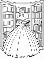 Princess Absorbed in Book coloring preview