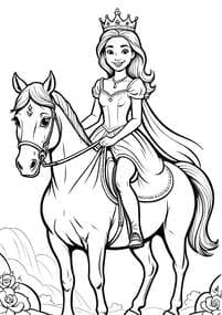 Princess Riding Majestic Horse coloring preview