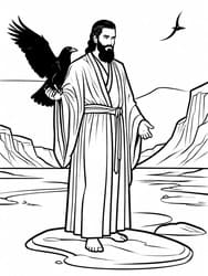 Prophet Elijah Fed by Raven coloring preview