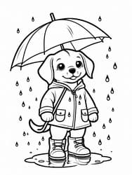 Puppy in Raincoat with Umbrella coloring preview