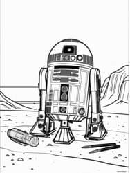 R2-D2 Astromech Droid on Tatooine Coloring Page