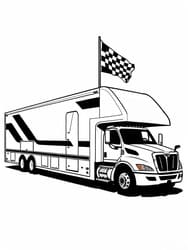 Racing Semi-Truck with Flag Printable Page