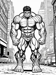 Hulk Smashing Through Streets coloring preview