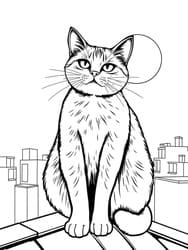 Cat Perched on Roof coloring preview