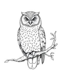 Realistic Owl on Branch coloring preview