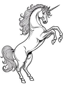 Rearing Unicorn with Flowing Mane coloring preview