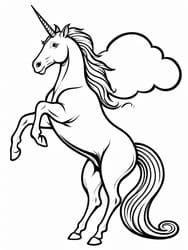 Unicorn Leaping Toward Cloud coloring preview
