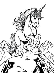 Unicorn Standing on Cliff coloring preview