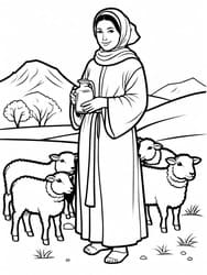 Rebecca Watering Sheep coloring preview