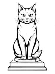 Free printable Seated Cat Statue on Pedestal