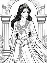 Jasmine Posing with Tiara coloring preview