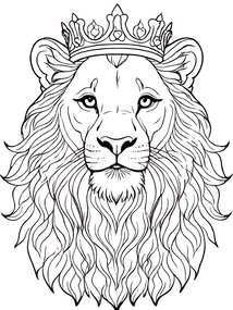 Regal Lion Wearing Crown Printable Page