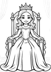 Princess on Royal Throne coloring preview