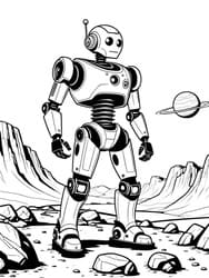 Robot Scanning Desert Horizon coloring preview