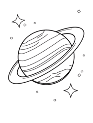 Saturn with Tilted Rings and Stars coloring preview